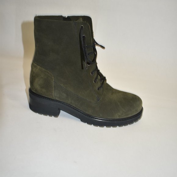 La Canadienne Cara Waterproof Combat Boot Khaki Olive Green Suede Size 7.5 - Picture 3 of 10
